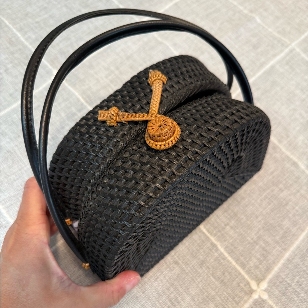 Anthropologie Black Basket Bag